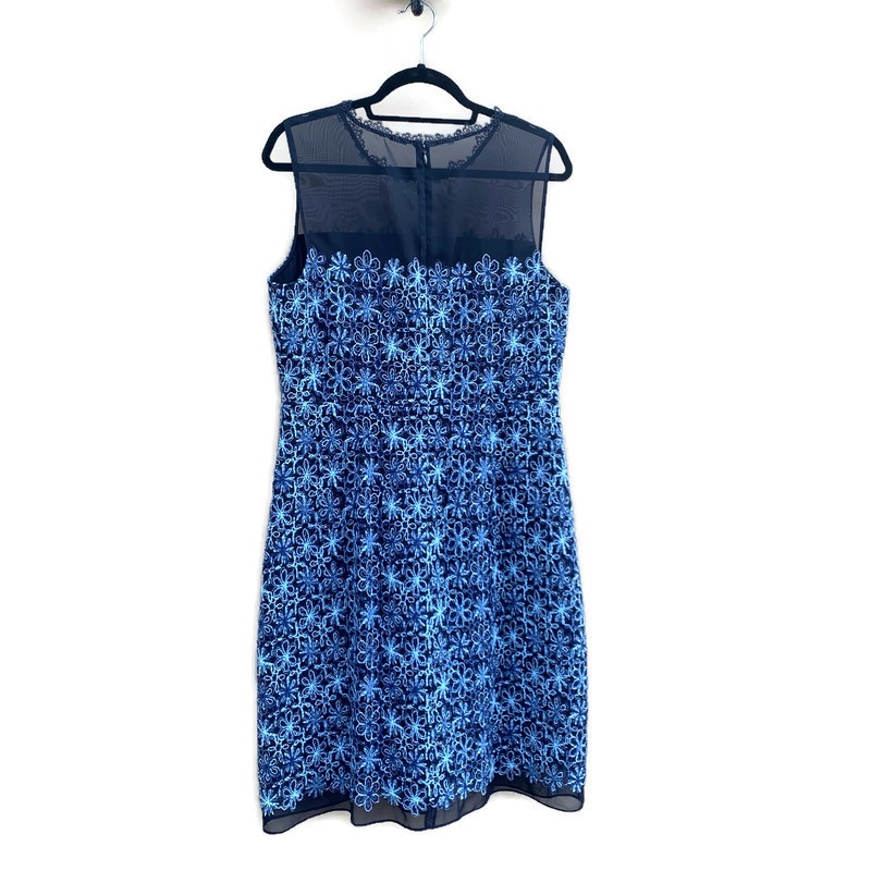 Elie Tahari Ophelia Sleeveless Embroidered Mesh Floral Eyelet A-Line Dress 12